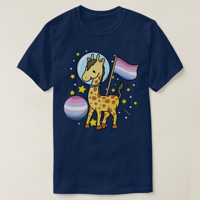 Camiseta Orgullo bisexual de astronauta de jirafa  (Diseño del anverso)