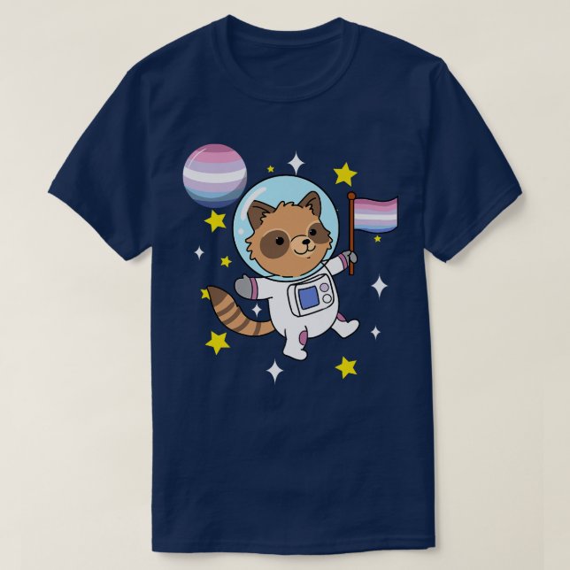 Camiseta Orgullo bisexual de astronauta de Raccoon (Diseño del anverso)