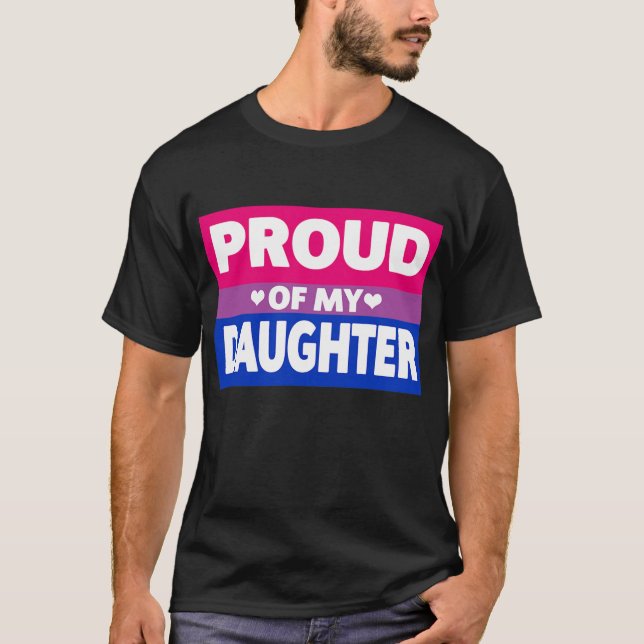 Camiseta Orgullo bisexual de mi hija mamá papá linda (Anverso)