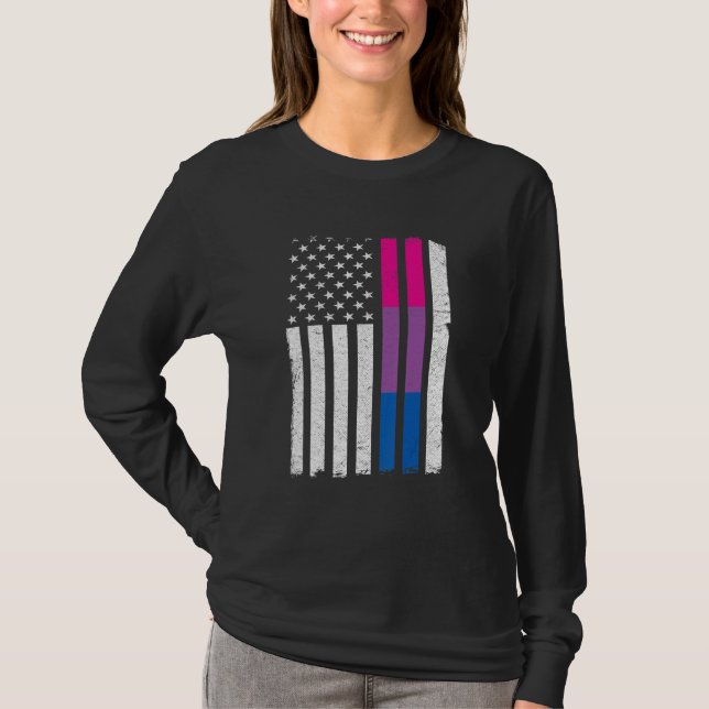 Camiseta Orgullo bisexual: El amor por la bandera estadouni (Anverso)
