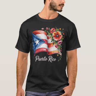 Camiseta Orgullo Boricua Floral Bandera de Puerto Rico