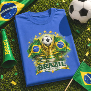 Camiseta Orgullo Brasileño Fanático Fútbol Brasil Soccer Br