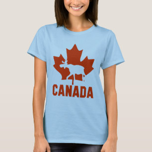 Camiseta Orgullo Canadiense Alce de Canadá Hoja de Arce Roj
