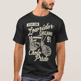 Camiseta Orgullo Cholo Quédate Bajo Bicicleta Chicano Lowri