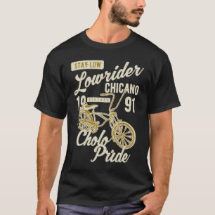 Camiseta Orgullo Cholo Quédate Bajo Bicicleta Chicano Lowri