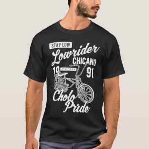 Camiseta Orgullo Cholo Quédate Bajo Bicicleta Retro Chicano