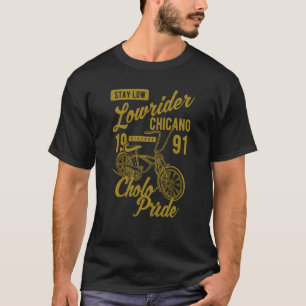 Camiseta Orgullo Cholo Quédate Bajo Bicicleta Retro Chicano