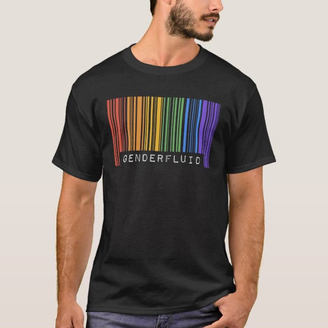 Camiseta Orgullo Código de Barras Gay Queer Género Fluido E (Anverso)