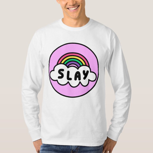Camiseta Orgullo- color arcoiris con nubes. T-Shir (Anverso)
