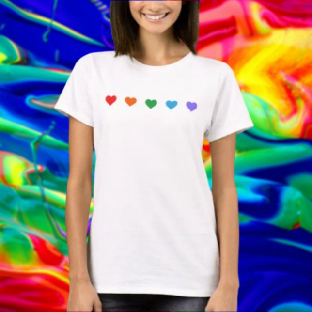 Camiseta Orgullo Corazones de Arcoíris (Subido por el creador)