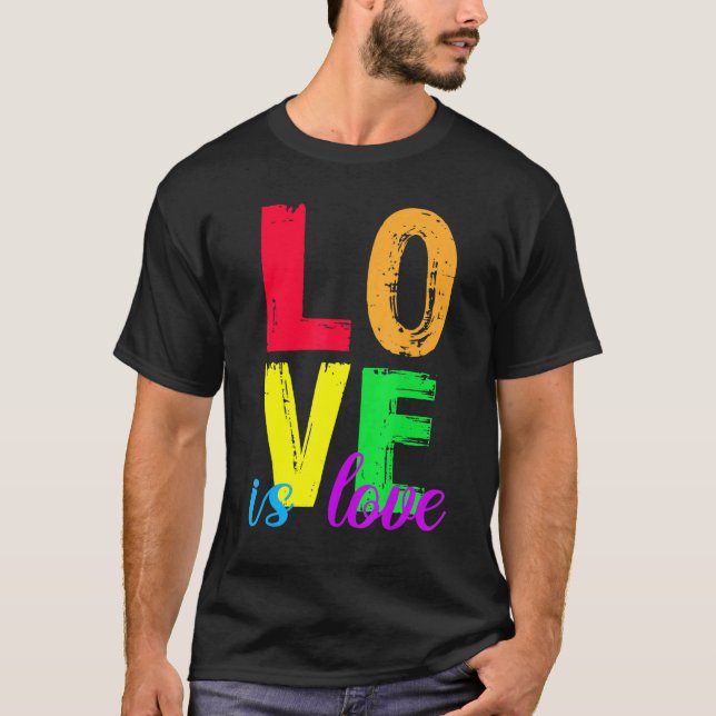Camiseta Orgullo de amor gay lindo Rainbow Lgbt Awareness L (Anverso)
