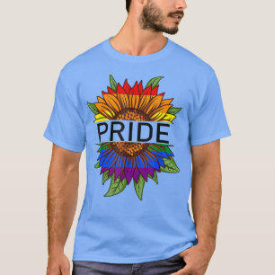 Camiseta Orgullo de bandera arcoiris con bandera de girasol