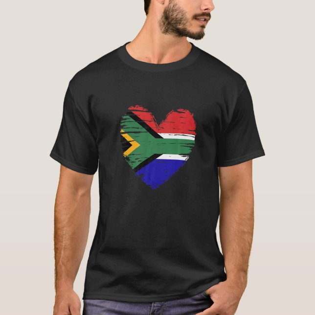 Camiseta Orgullo de Bandera Sudafricana de Corazón (Anverso)