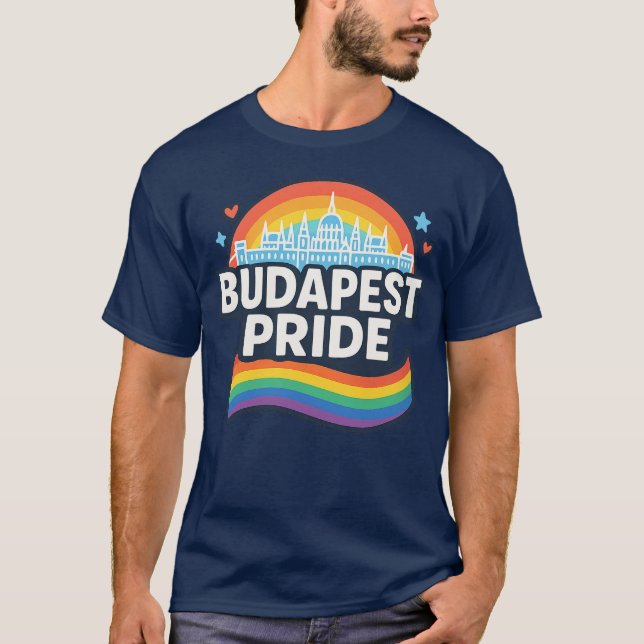 Camiseta Orgullo de Budapest LGBTQ+ Esquina arcoiris (Anverso)