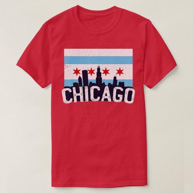 Camiseta Orgullo de Chi Town de la Bandera de Chicago (Diseño del anverso)