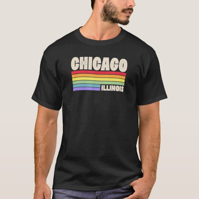 Camiseta Orgullo de Chicago Illinois Bandera Arcoiris Orgul (Anverso)