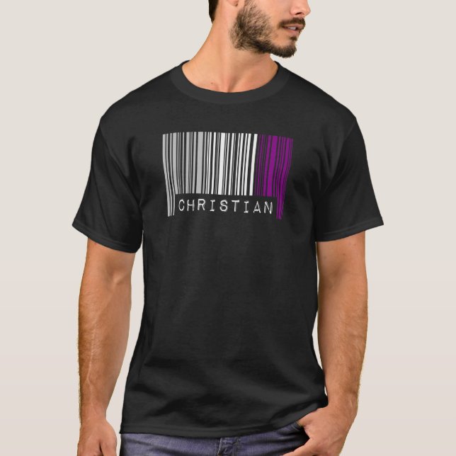 Camiseta Orgullo de código de barras asexual cristiano cute (Anverso)