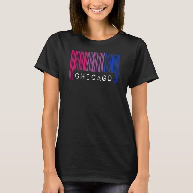 Camiseta Orgullo de código de barras bisexual Chicago Illin (Anverso)