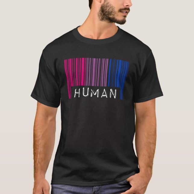 Camiseta Orgullo de código de barras bisexual Gay humano es (Anverso)