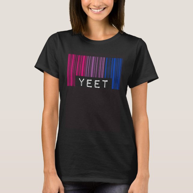 Camiseta Orgullo de código de barras bisexual Yeet Meme Que (Anverso)