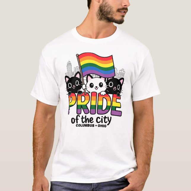 Camiseta Orgullo de Colón Ciudad Ohio Bandera Arcoiris de l (Anverso)