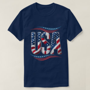 Camiseta Orgullo de EE.UU. Letra negrita Art - Flag Inside 
