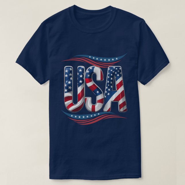 Camiseta Orgullo de EE.UU. Letra negrita Art - Flag Inside  (Diseño del anverso)