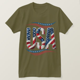 Camiseta Orgullo de EE.UU. Letra negrita Art - Flag Inside