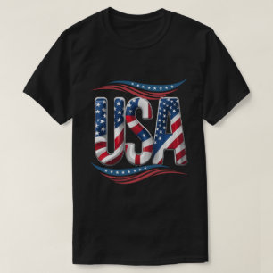 Camiseta Orgullo de EE.UU. Letra negrita Art - Flag Inside