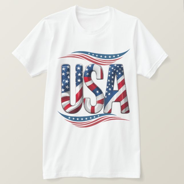 Camiseta Orgullo de EE.UU. Letra negrita Art - Flag Inside  (Anverso del diseño)