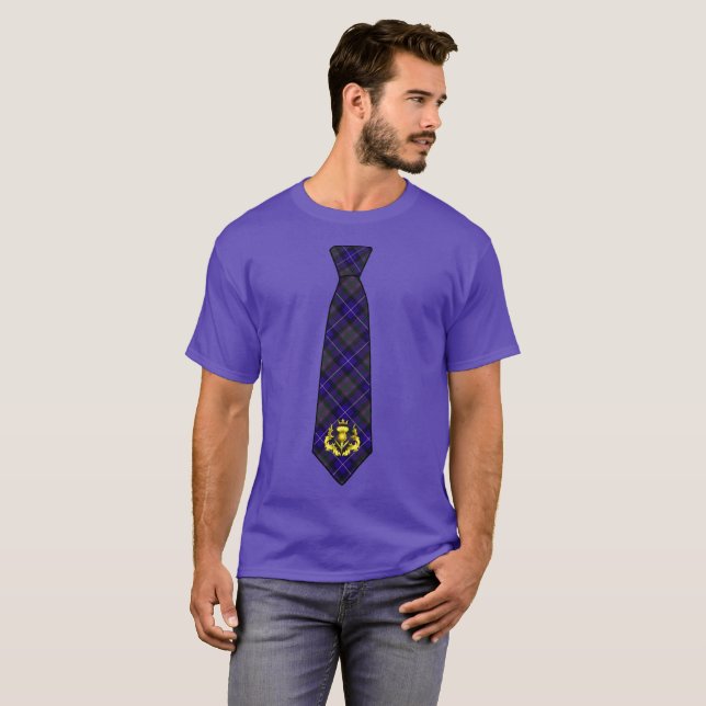 Camiseta Orgullo de Escocia Tartán Necktie & Golden Thistle (Anverso completo)