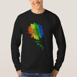 Camiseta Orgullo de flor de girasol Lgbtq Bandera Arcoiris