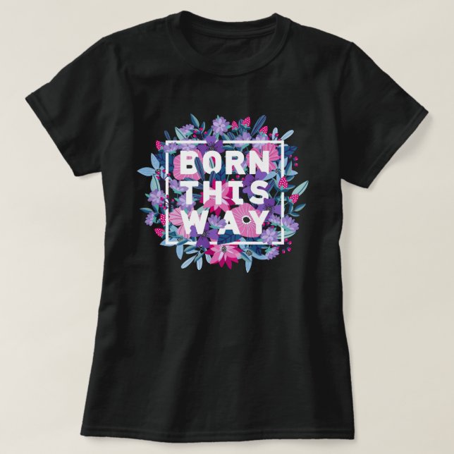 Camiseta Orgullo De Floral Azul Púrpura Rosa (Diseño del anverso)