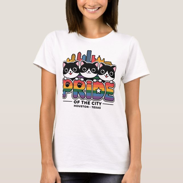 Camiseta Orgullo de Houston City Texas Bandera arcoiris de  (Anverso)