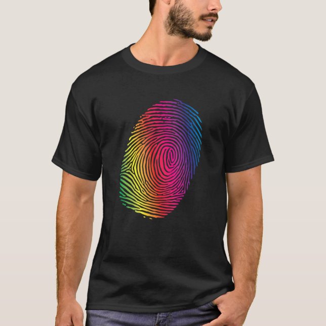 Camiseta Orgullo de huellas digitales Lgbtq Arcoiris transg (Anverso)
