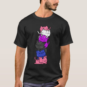 Camiseta Orgullo de Kawaii Cat Pile Genderfluido
