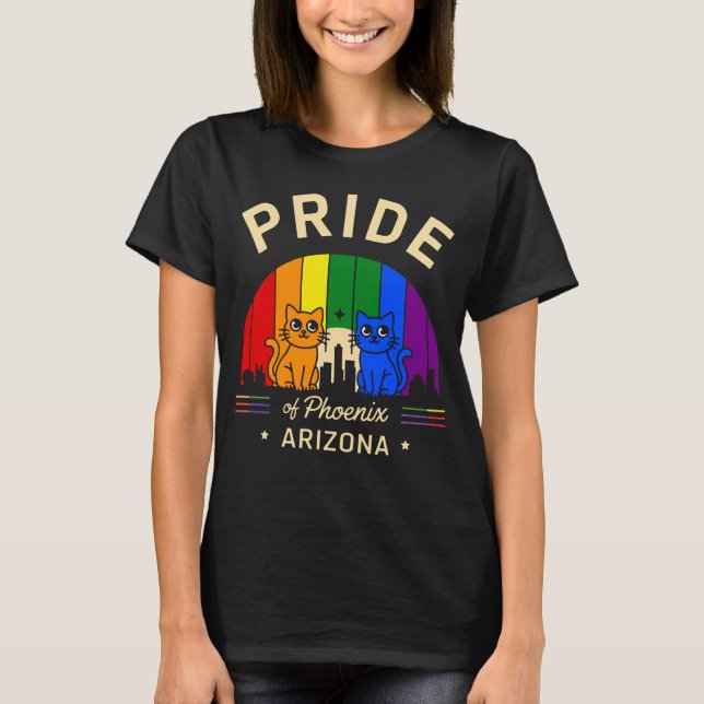 Camiseta Orgullo de la bandera arcoiris de Phoenix City Ari (Anverso)