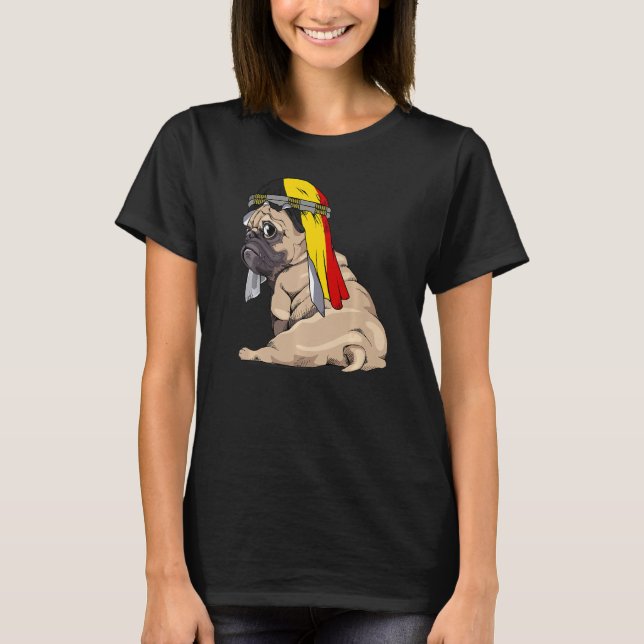 Camiseta Orgullo de la bandera belga del perro de cute pug  (Anverso)