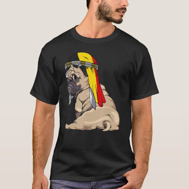 Camiseta Orgullo de la bandera belga del perro de cute pug  (Anverso)