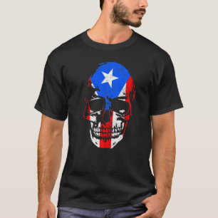 Camiseta Orgullo de la bandera boricua de cráneo de Puerto