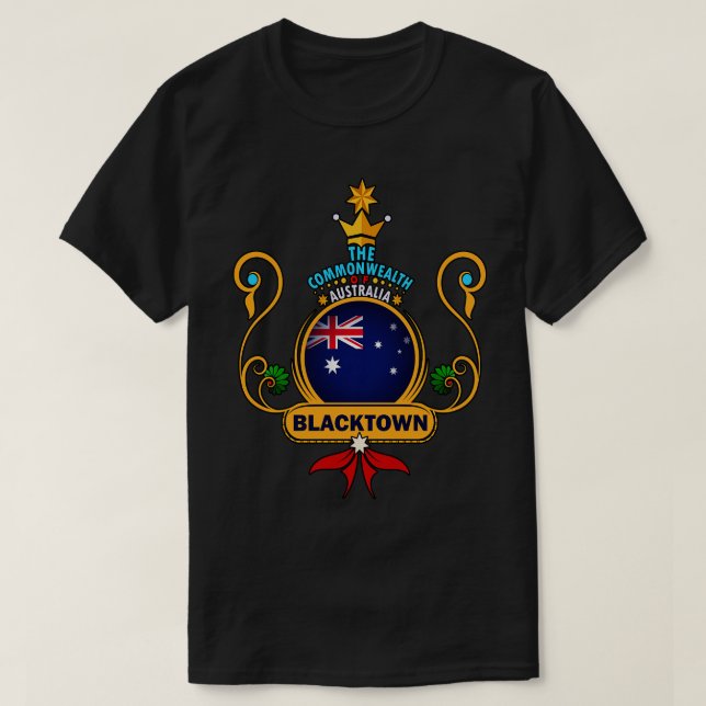 Camiseta Orgullo de la ciudad de Blacktown dorado Bandera A (Diseño del anverso)