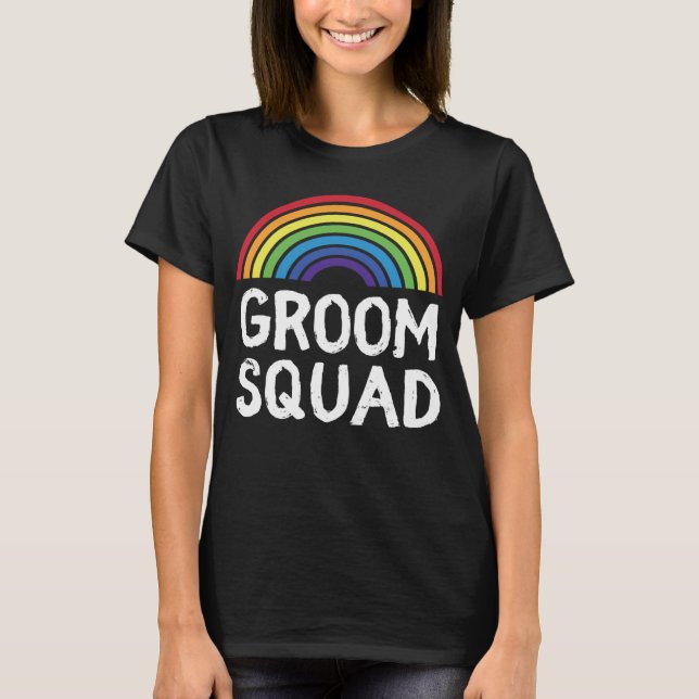 Camiseta Orgullo de la Compañía del Novio Boda LGBT Gay Des (Anverso)