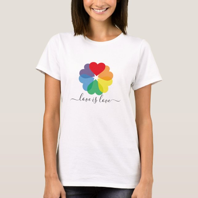 Camiseta Orgullo de los corazones arcoiris (Anverso)