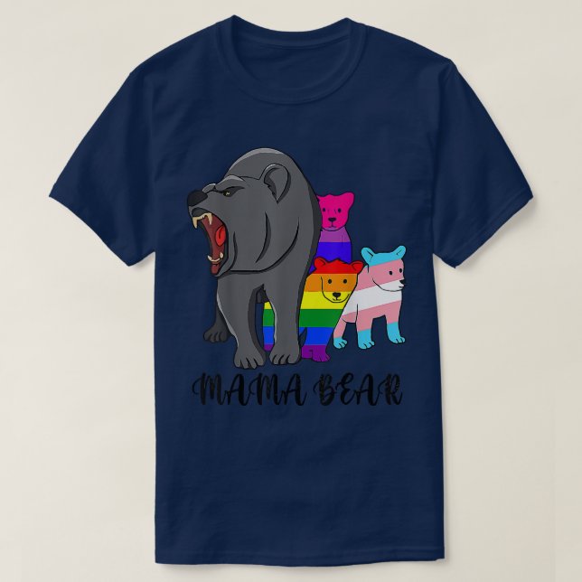 Camiseta Orgullo de Mama Oso LGBT Gay Trans Apoyo LGBTQ Par (Diseño del anverso)