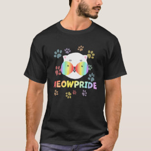 Camiseta Orgullo de Meow Gato Con Gafas de Sol Arcoíris Lg
