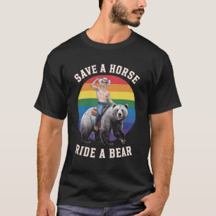 Camiseta Orgullo de oso gay divertido salva un caballo mont