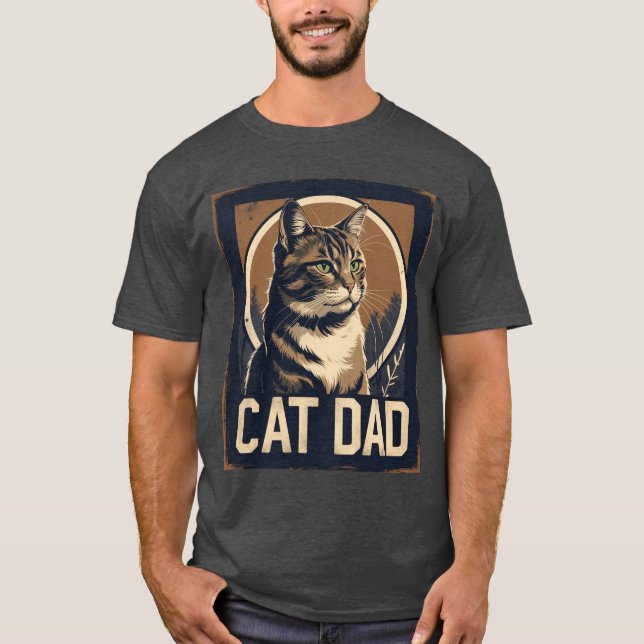 Camiseta Orgullo de papá de gato - Arte felino rayado (Anverso)