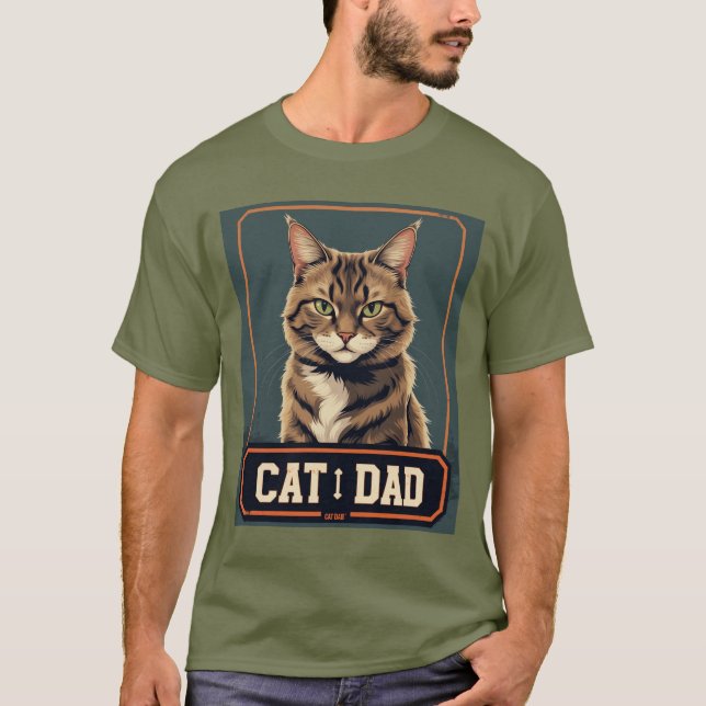 Camiseta Orgullo de papá de gato - Arte felino rayado (Anverso)