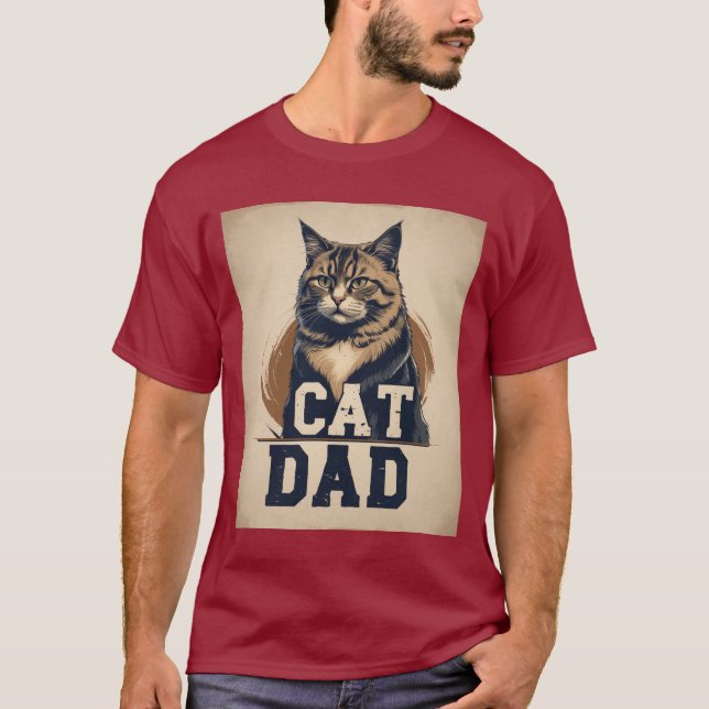 Camiseta Orgullo de papá de gato - Arte felino rayado (Anverso)