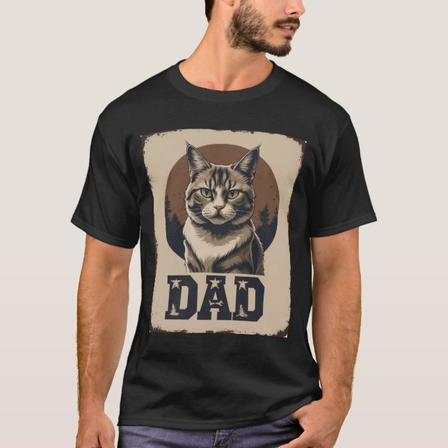 Camiseta Orgullo de papá de gato - Arte felino rayado (Anverso)